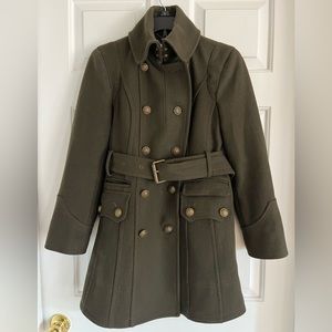 Olive green winter Pea Coat jacket